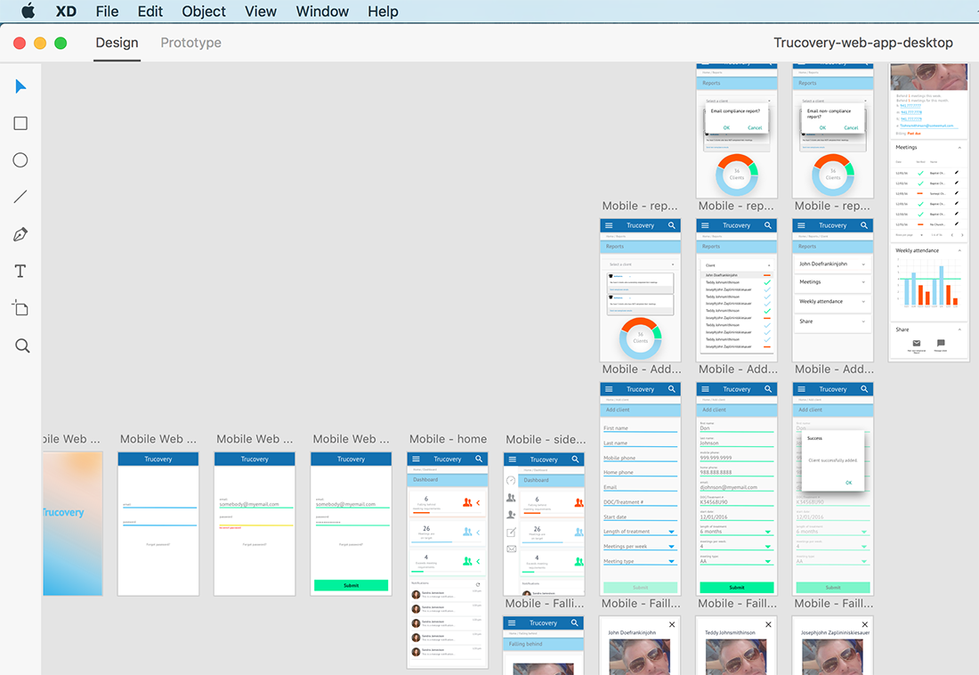 Trucovery Admin UX/UI interactive wireframe designs